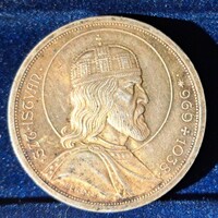 Pénzérme Szent István 5 pengő ezüst  1938