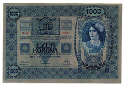 1000 Korona Bankjegy 1902 aUNC-UNC, hajtatlan