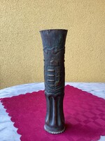 Réz ágyú hüvely régi MAGYAR címerrel 25x6 cm.