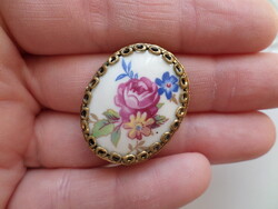 Régi porcelán betétes klipsz sálcsipesz dísz kitűző