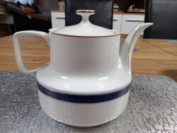Hollóházi teás kiöntő,  elegáns kobaltkék arany szegéllyel