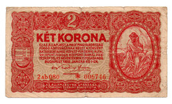 2 Korona Államjegy 1920 ab sorozat alacsonyabb sorszám