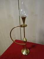 Olajlámpa, réz tartóval, magassága 39 cm. Jókai
