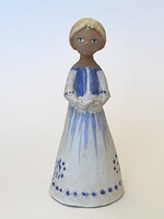 SZ M JELZÉSŰ, KÉK RUHÁS KERÁMIA LÁNY SZOBOR, FIGURA 23.5 CM