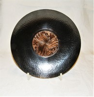 Dobos Gyöngyvér - Iparművészeti bronz falitál, falidísz - 24 cm