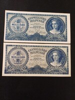 1946 Kettő az egyben [ Aunc tartással + extra eltolt alap és hátlapi nyomat ] 1 Milliárd Milpengő