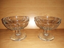Antik, talpas üveg desszertes pohár kehely párban