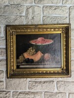 Antik Biedermeier asztali Csendélet gyümölcsökkel