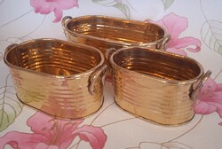 3 darabos,ovális réz kaspó