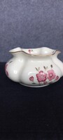 Zsolnay vajszínű aranyozott virágcsokros porcelán kaspó/váza, jelzett, hibátlan