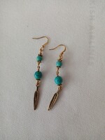 Réz / bronz  fülbevaló türkiz kővel