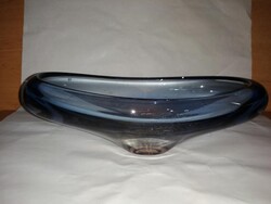 Muranoi vastag kék üveg kínáló tál - 13,5*26 cm