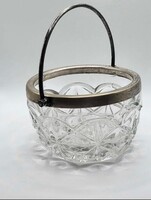 Kristály cukortartó ezüstözött szerelvényekkel