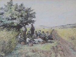 (N) Barabás Gizella (1893-1985) : Pihenő földművesek