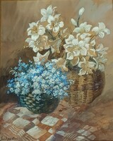 (N) Gerhardt Alajosné (1866-) : Virágok kosárban