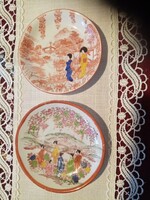 2 db jelzett antik japán gésa mintás  tojáshéj porcelán teás / kávés csészealj