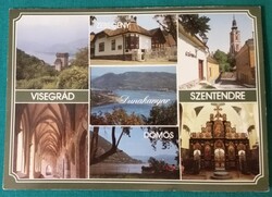 Dunakanyar, Visegrád, Szentendre, Zebegény, Vác, Lepence, Dömös, kihajtható postatiszta képeslap