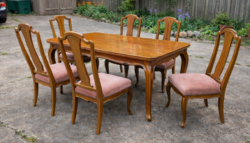 Bécsi barokk étkező asztal 6db székkel