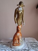 Hollóházi kutyás nő Gyönyörű festéssel