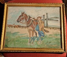 Juszkó Béla: Alföldi életkép lóval