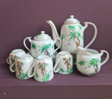 Bűbájos 4 személyes japán porcelán teás/kávés készlet bambusz és havas hegycsúcs motívummal