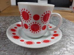 Alföldi porcelán kávéscsésze alátéttel, covid, mintával