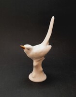 Hollóházi porcelán fehér-arany madár, 13,7 cm