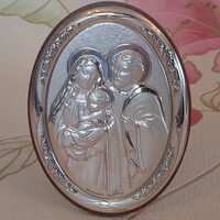 Ezüst lemez szent kép  Szent Családdal - Mária és József a Kis Jézussal