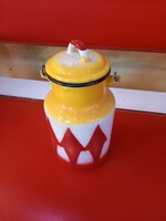 Zománcozott fedeles tej vagy leveshordó nem használt tökéletes állapotban