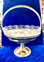 Ezüst kosár üveg betétel!