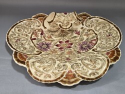 Zsolnay kézzel festett porcelán kínáló, névjegy tartó tál