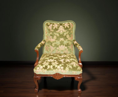 Barokk stílusú, karfás fotel – olasz elegancia, gazdag textíliával