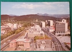 Salgótarján látkép, 1981,városkép, autók, írott képeslap