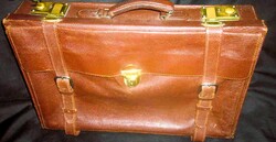 ART DECO DECO ELEGÁNS BŐR DIPLOMATA TÁSKA KÉZIMUNKA 1922 eredeti varrt huzattal réz szerelvényekkel