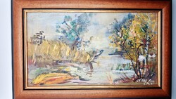 Séday Éva – szignózott festmény, keretezve – 42*24cm