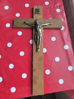 Antik fa kereszt fém korpusszal eladó! 40 cm