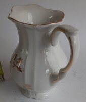 FEHÉR-ARANY NÉMET GERA -ROSCHÜTZ PORCELÁN TEÁS KÉSZLETHEZ VALÓ TALÁN TEJKIÖNTŐ KANCSÓ