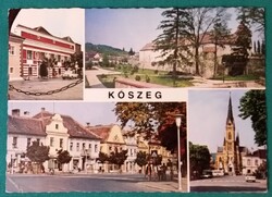 Kőszeg városkép, Köztársaság tér, templom, Jurisics vár részlete,  1980, postatiszta képeslap