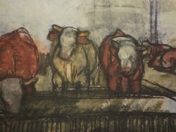 (K) Szilvássy Pál (1920–1996) : Tehenek a vályúnál