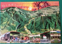 Mátra, Galyatető, Sóstó, Mátrafüred, Mátraháza, Kékestető, Parádfürdő, térképes postatiszta képeslap