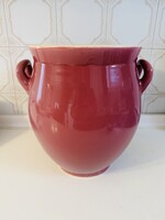 Zsolnay nagyméretű rózsaszín mázas zsíros bödön – kb. 30 cm