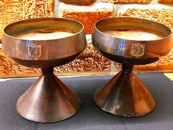 RETRO::BRONZ kehely formájú gyertyatartó DUNA-INTERCONTINENTÁL logójával 1984-ből