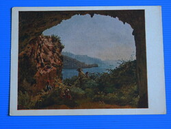 Szovjet Képeslap, művészet, festmény motívum, Matromanio barlangja Capri szigetén
