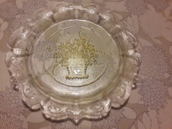 Karácsonyi ajándéknak való üveg virágkosaras tál 26 cm. hibátlan