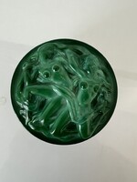 Art deco malachit zöld üveg ékszertartó, cukortartó sellő alakokkal hableányokkal!