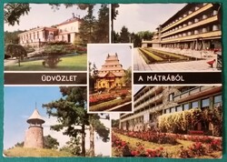 Mátra,mozaik,, üdülők, szállók, Mátrafüredi kilátó, látkép, részlet, 1976, írott képeslap