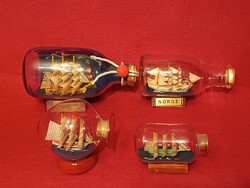 Miniatűr vitorlás türelemüveg 4 db egyben