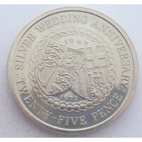 Man-sziget,25 pence 1972 - II. Erzsébet ezüstlakodalma aUNC+ nikkel