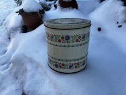 Régi Nagy Méretű Virágmintás Liszt Tartó