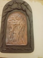 Terrakotta kép bőr keretben.